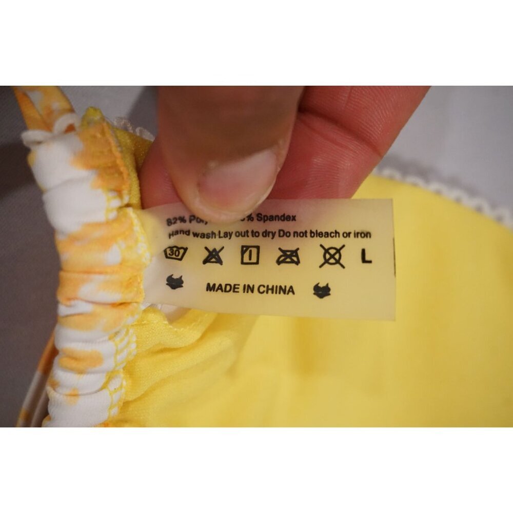 Yellow, Orange & White Floral Triangle Bikini Top - Size L, NWOT - Picture 4 of 4